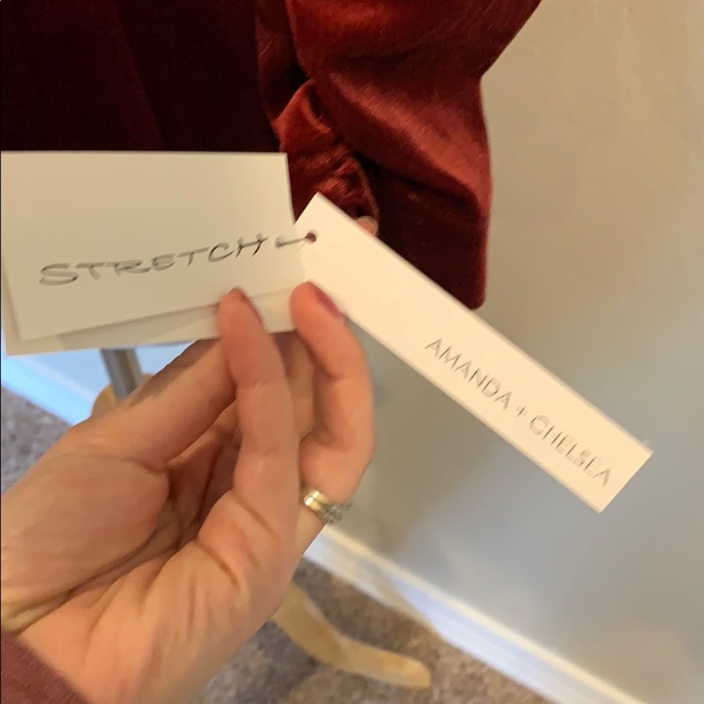 Wine velvet stretch blazer - Picture 3 of 7